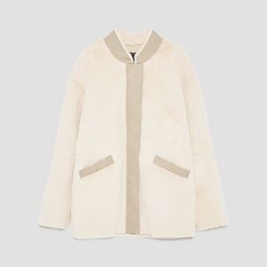 GORGEOUS & SOFT Cream Fur & Taupe Suede Jacket